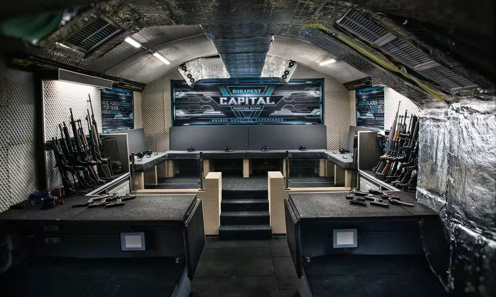 Interior of Capital Shooting Range in downtown Budapest
